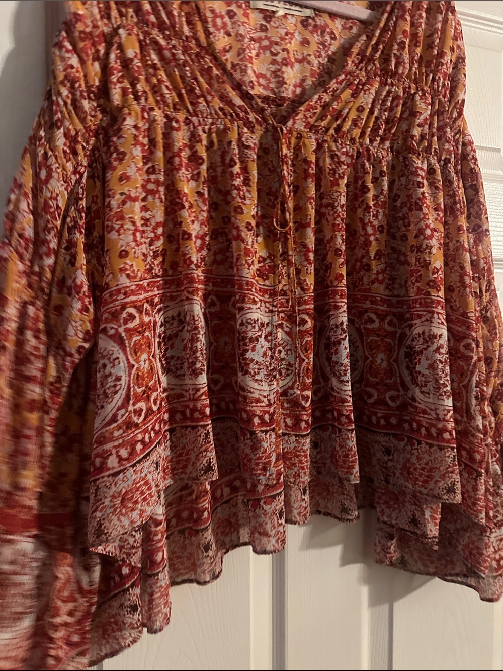 Free People Rust & Mustard Floral Peasant Tunic - Picture 5 of 9